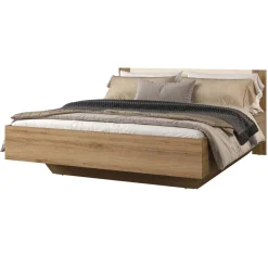 Letto matrimoniale standard 160x200cm contenitore con rete rovere beige Ama