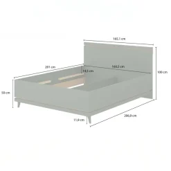 Letto matrimoniale standard 160x200 cm moderno verde salvia Yu