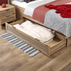 Letto matrimoniale 160x200cm con cassetti contenitore moderno rovere Sombra