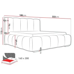 Letto matrimoniale 160x200 cm con rete contenitore imbottito verde salvia scuro Cometa