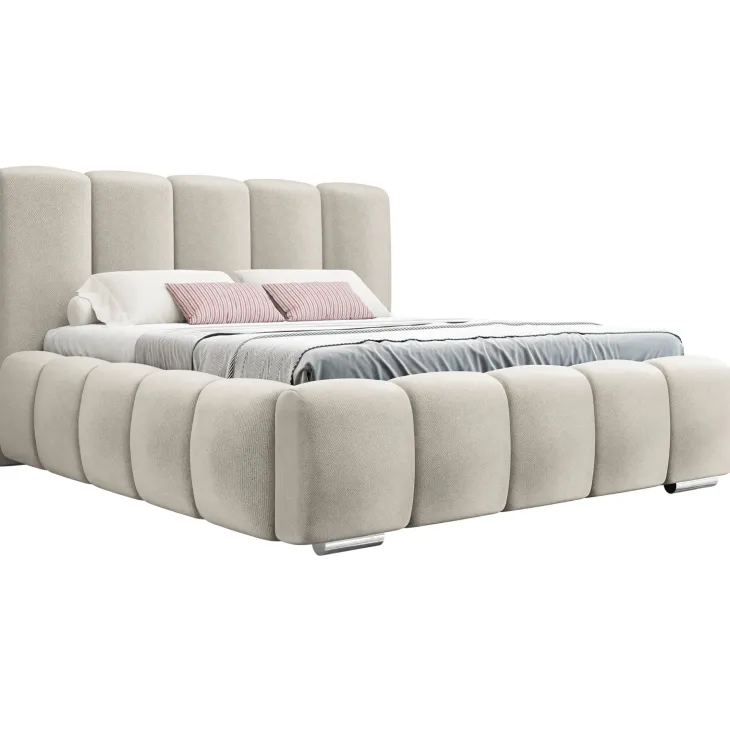 Letto matrimoniale 160x200 cm con rete contenitore imbottito beige Cometa