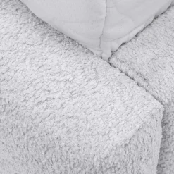 Letto matrimoniale 160x200cm con rete contenitore imbottito tessuto bouclé bianco Aluna