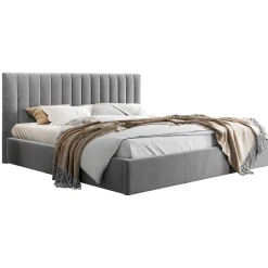 Letto matrimoniale 160x200 cm con rete contenitore imbottito grigio Orione