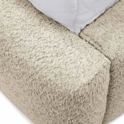 Letto matrimoniale 160x200cm con rete contenitore imbottito tessuto bouclé beige Aluna