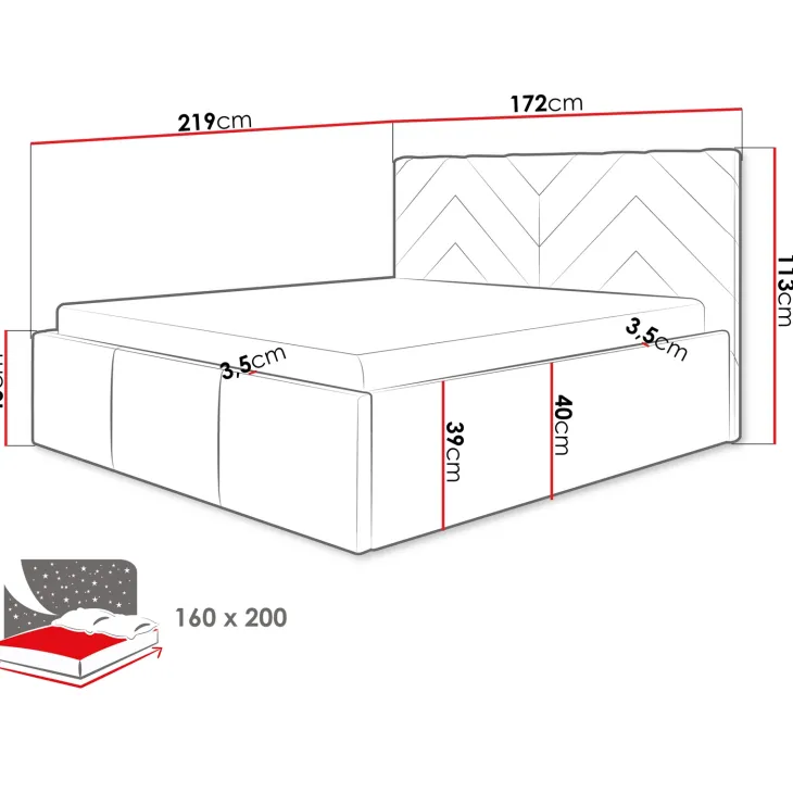 Letto matrimoniale 160x200 cm con rete contenitore imbottito beige Polaris