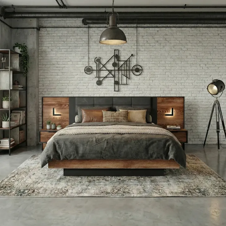 Letto matrimoniale 160x200cm contenitore testiera imbottita quercia nero Smooty