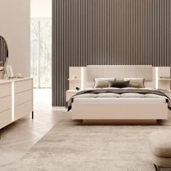 Letto matrimoniale 160x200cm contenitore con comodini beige Jolly