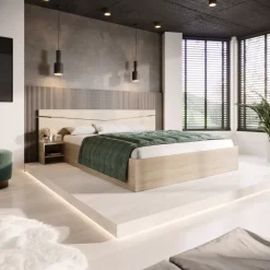 Letto matrimoniale 160x200cm contenitore con comodini rovere sonoma Camilla Gihome®