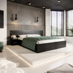 Letto matrimoniale 160x200cm contenitore con comodini antracite Camilla Gihome®