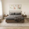 Letto matrimoniale 160x200cm contenitore con comodini tortora noce Raymonda