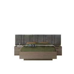 Letto matrimoniale 160x200cm contenitore con comodini rovere scuro marrone Rebecca