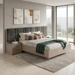 Letto matrimoniale 160x200cm contenitore con comodini rovere scuro marrone Rebecca