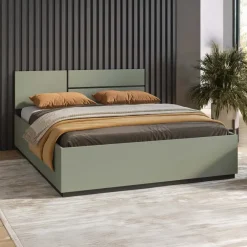 Letto matrimoniale 160x200cm contenitore con rete a doghe testiera reversibile verde Lolla