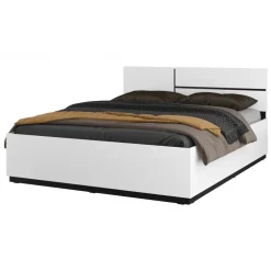 Letto matrimoniale 160x200cm contenitore con rete a doghe testiera reversibile bianco opaco Lolla