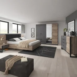 Letto matrimoniale 160x200cm grigio quercia Dable