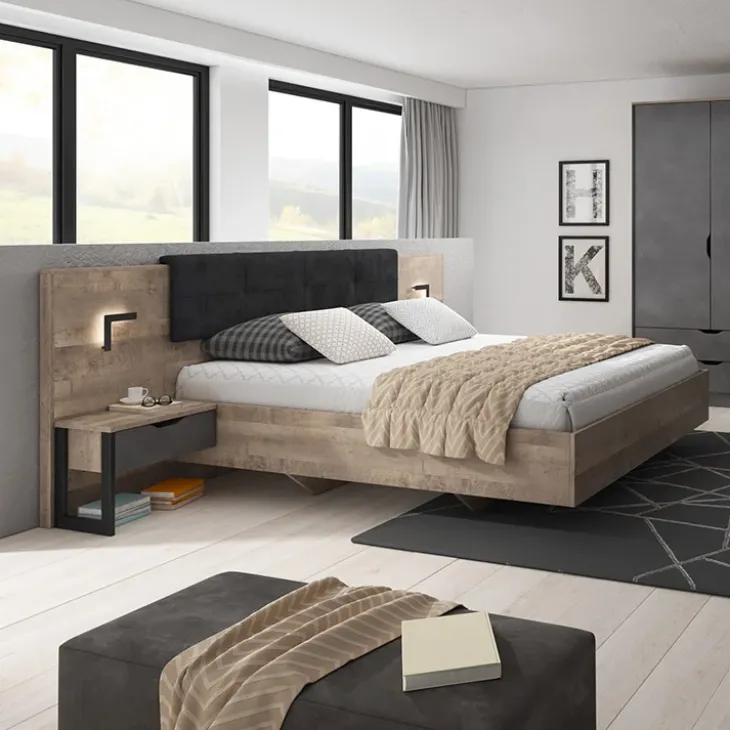 Letto matrimoniale 160x200cm grigio quercia Dable