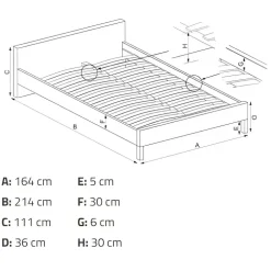 Letto matrimoniale 160x200cm imbottito con cassettoni verde Lux