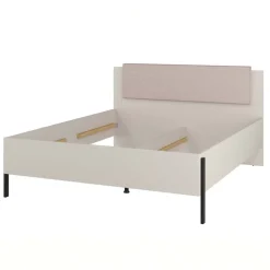 Letto matrimoniale 160x200cm testiera imbottita beige cashmere Simple