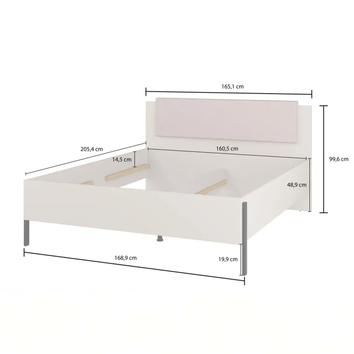 Letto matrimoniale 160x200cm testiera imbottita beige cashmere Simple