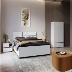 Letto matrimoniale 160x200cm testiera reversibile bianco opaco Lolla