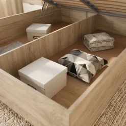 Letto matrimoniale 160x200 contenitore con comodini bianco lucido rovere Panama