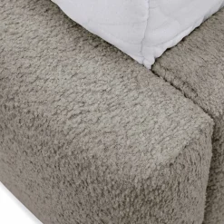 Letto oversize 180x200cm con rete contenitore imbottito tessuto bouclé grigio Aluna