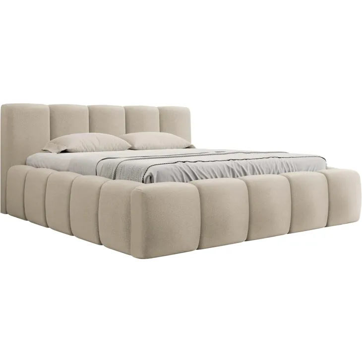 Letto oversize 180x200cm con rete contenitore imbottito beige Aluna