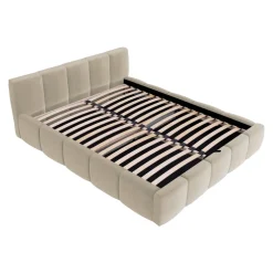 Letto oversize 180x200cm con rete contenitore imbottito beige Aluna