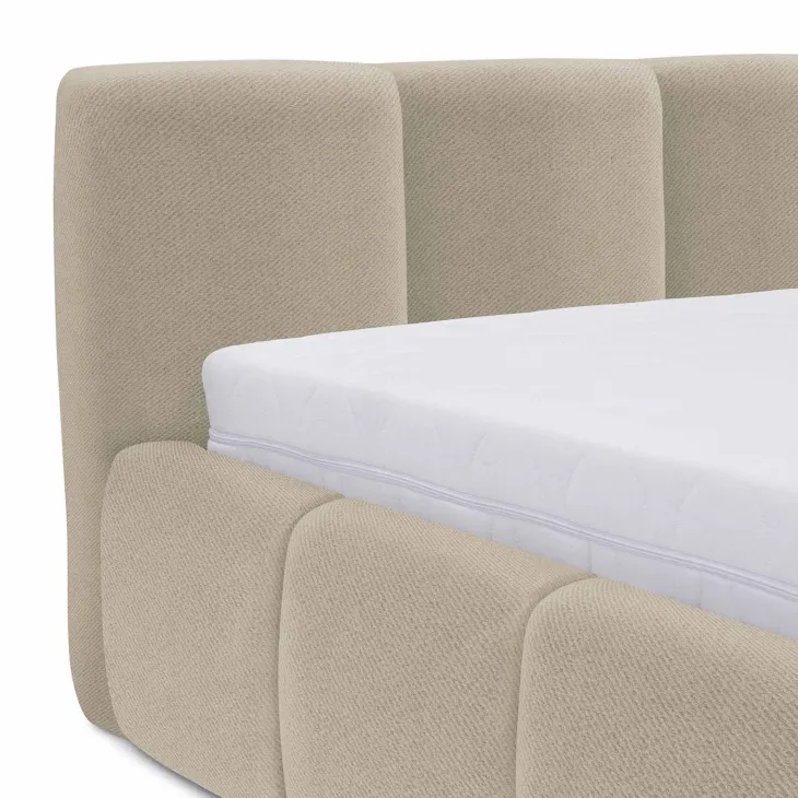 Letto oversize 180x200cm con rete contenitore imbottito beige Aluna