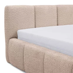Letto oversize 180x200cm con rete contenitore imbottito tessuto bouclé rosa Aluna