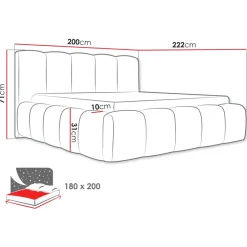 Letto oversize 180x200cm con rete contenitore imbottito tessuto bouclé rosa Aluna