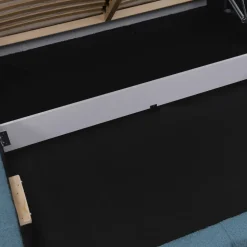 Letto oversize 180x200cm con rete contenitore imbottito tessuto bouclé turchese Aluna