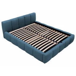 Letto oversize 180x200cm con rete contenitore imbottito tessuto bouclé turchese Aluna