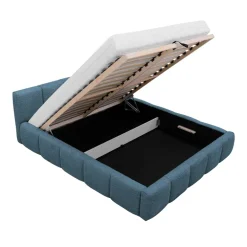 Letto oversize 180x200cm con rete contenitore imbottito tessuto bouclé turchese Aluna