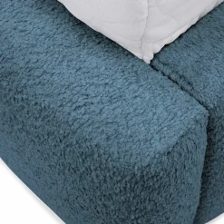Letto oversize 180x200cm con rete contenitore imbottito tessuto bouclé turchese Aluna