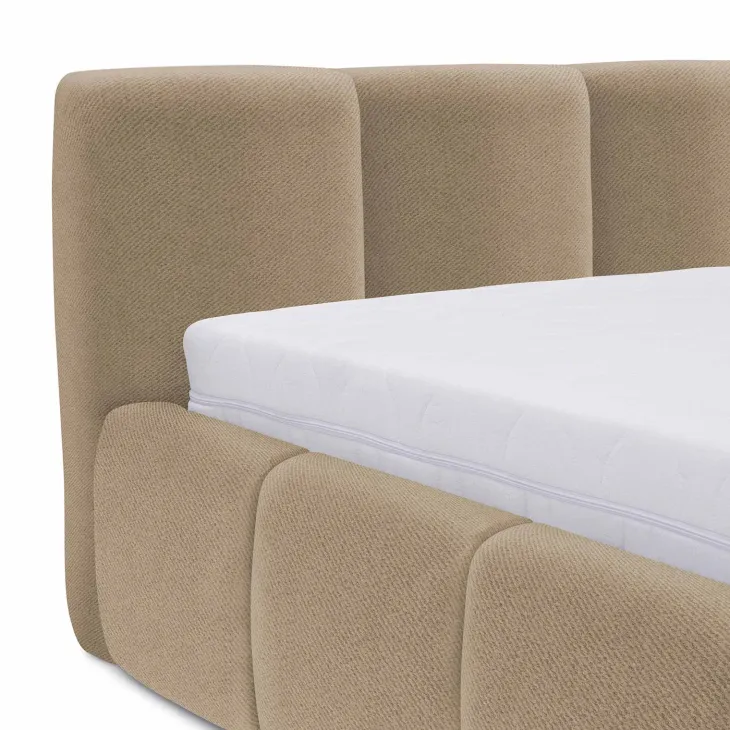 Letto oversize 180x200cm con rete contenitore imbottito beige scuro Aluna