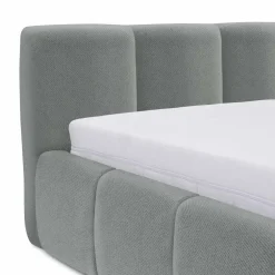 Letto oversize 180x200cm con rete contenitore imbottito azzurro grigio Aluna