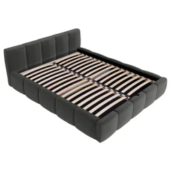 Letto oversize 180x200cm con rete contenitore imbottito grigio scuro Aluna