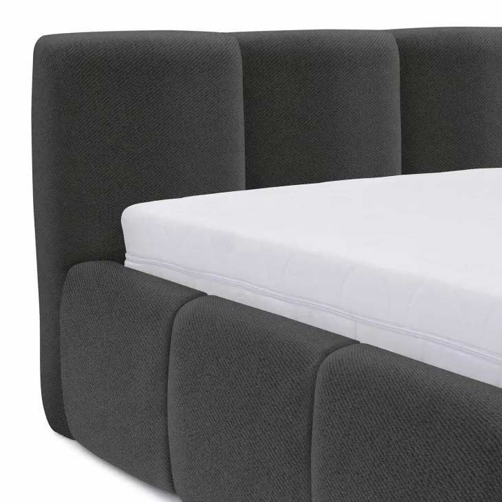 Letto oversize 180x200cm con rete contenitore imbottito grigio scuro Aluna