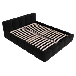 Letto oversize 180x200cm con rete contenitore imbottito nero Aluna