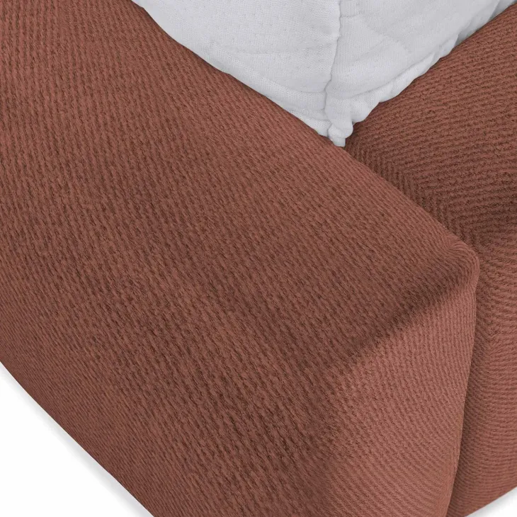 Letto oversize 180x200cm con rete contenitore imbottito rosso mattone Aluna