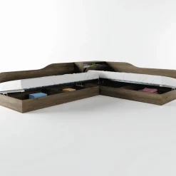 Letto singolo contenitore doppio 82x190cm moderno noce Stefano