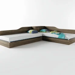 Letto singolo contenitore doppio 82x190cm moderno noce Stefano