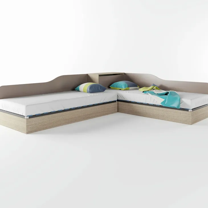 Letto singolo contenitore doppio 82x190cm moderno rovere scuro marrone Stefano