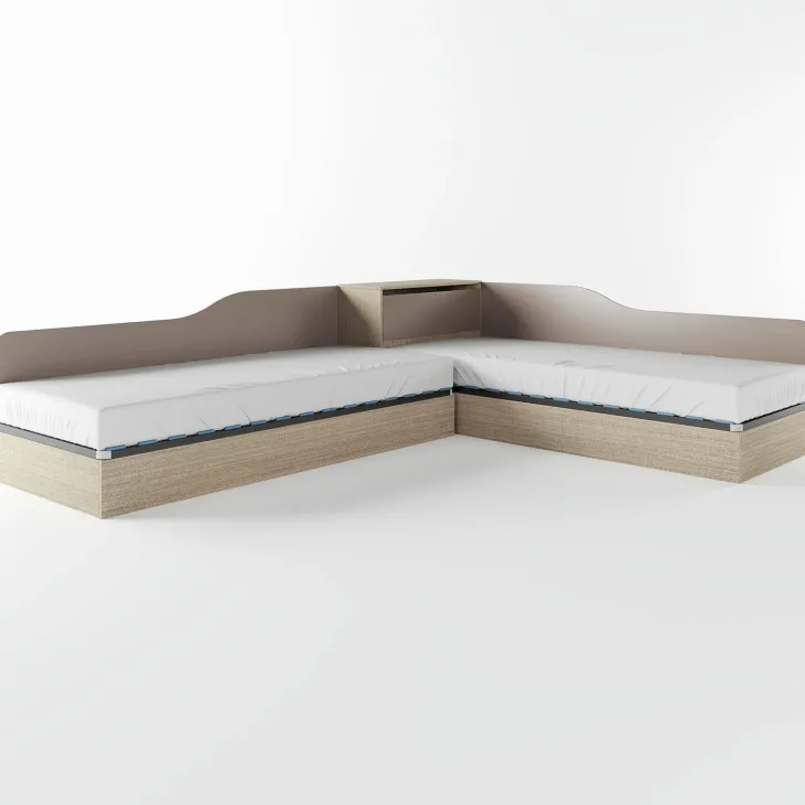 Letto singolo contenitore doppio 82x190cm moderno rovere scuro marrone Stefano