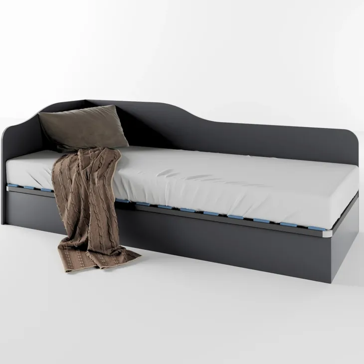 Letto singolo contenitore 82x190cm reversibile antracite Alex Gihome®