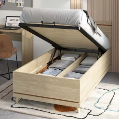 Letto singolo contenitore 100x200 cm con rete mattone Yu