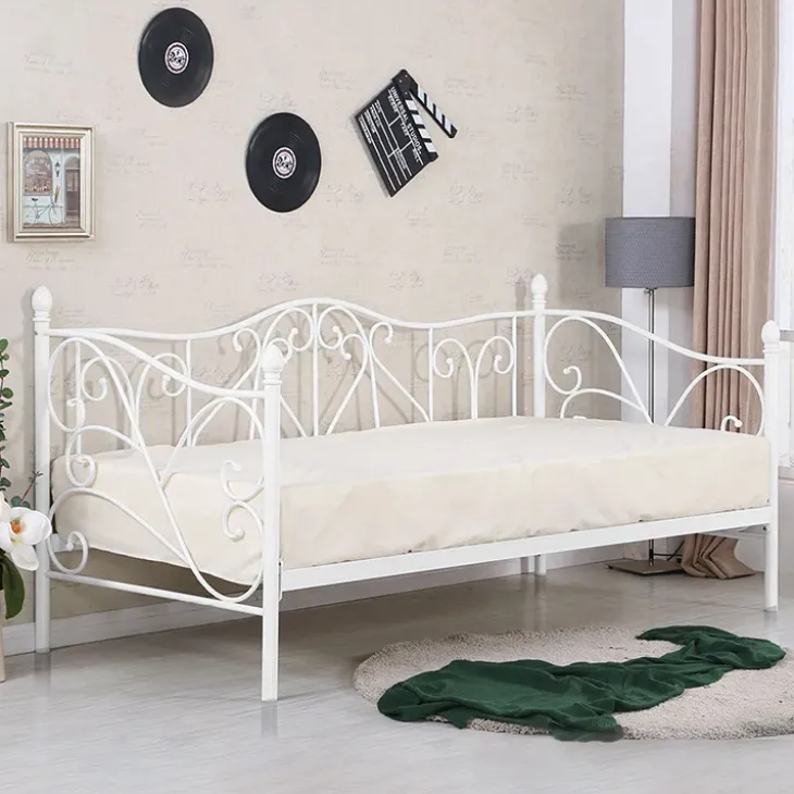 Letto singolo 90x200cm classico con testiera in metallo bianco Azahara