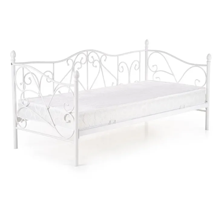Letto singolo 90x200cm classico con testiera in metallo bianco Azahara