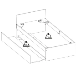 Letto singolo 90x190cm con letto estraibile bianco Bellix
